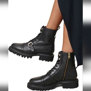 All Saints Black Leather Combat Boots